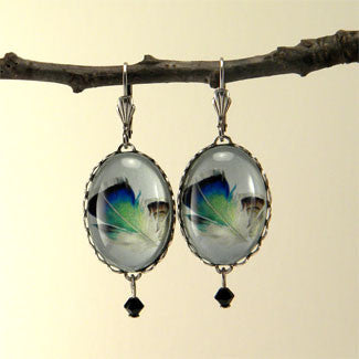 Birds Of A Feather - Blue Feather Earrings