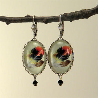 Light As A Feather - Feather with Browns, Reds and Tan Nature Illustration Earrings