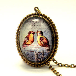 Love Birds A Pair of Singing Birds Pendant Necklace