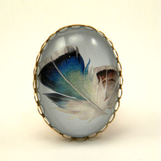 Birds Of A Feather - Blue Feather Cocktail Ring