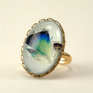 Birds Of A Feather - Blue Feather Petite Ring