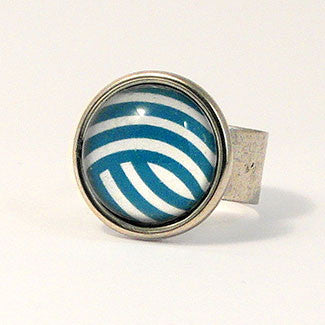 Geometrics - Sterling Silver Plate Curve Pattern Adjustable Ring