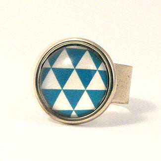 Geometrics - Sterling Silver Plate Triangle Pattern Adjustable Ring