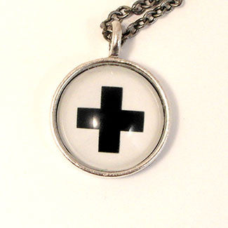 Geometrics - Small Sterling Silver Plate Swiss Cross Necklace