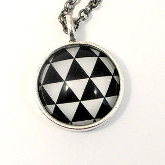 Geometrics - Small Sterling Silver Plate Triangle Pattern Necklace
