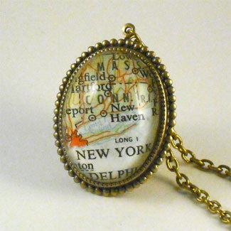 New York City Map Deluxe Pendant Necklace