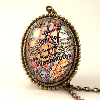 Washington DC Map - A Capitol Idea Deluxe Pendant Necklace