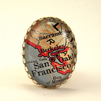 Old San Francisco Map Cocktail Ring
