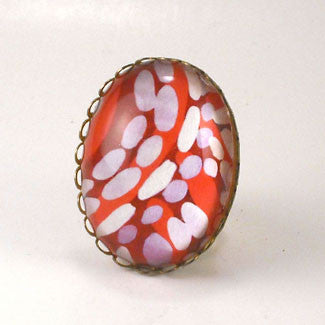 Raspberry Truffle Geometric Shapes and Patterns Cocktail Ring