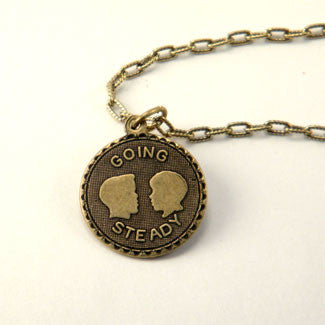 Going Steady Medallion with Love Charm and Red Heart Bracelet or Necklace