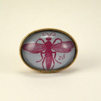 Beautiful Purple Wasp Scientific Engraving Brooch