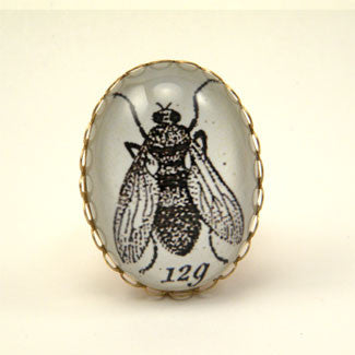 Flies in the Honey - Scientific Engraving of a Fly Cocktail Ring