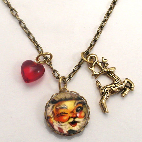 Santa - Good Old St. Nick Holiday Charm Necklace