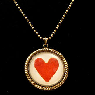 Vintage Red Heart Pendant Necklaces