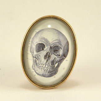 To Be Or Not To Be Skull Vintage Anatomical Engraving Brooch