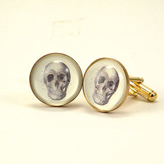 To Be Or Not To Be Skull Vintage Anatomical Engraving Cuff Links