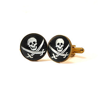 Jolly Roger Skull and Swords Pirate Cuff Links