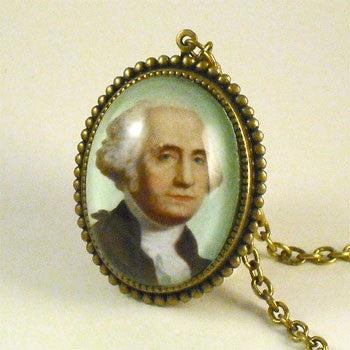 George Can't Tell A Lie - George Washington Portrait Pendant Necklace