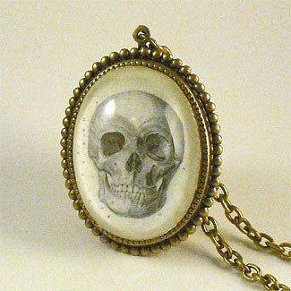 To Be Or Not To Be Skull Vintage Anatomical Engraving Deluxe Pendant Necklace
