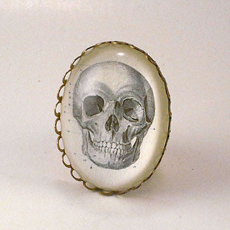 To Be Or Not To Be Skull Vintage Anatomical Engraving Cocktail Ring