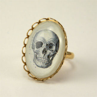 To Be Or Not To Be Skull Vintage Anatomical Engraving Petite Ring