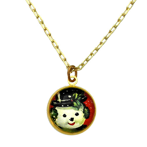 Big Snowman Winter Holiday Jewelry in Necklace Small Necklace
