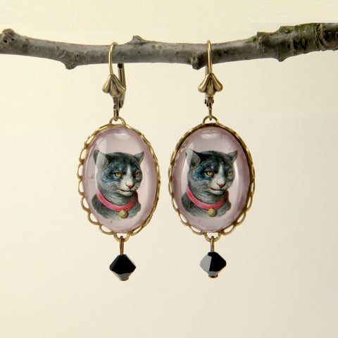 Fancy Feline Deluxe Colorful Classic Cat Illustration earrings