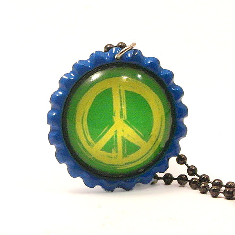 Peace Sign- Bottle Cap necklace