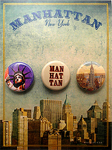 Manhattan New York Button Card - Sold in a 5 pack