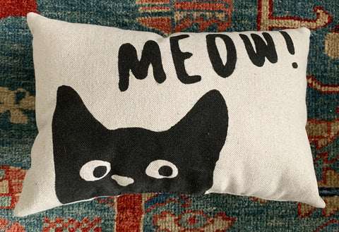 Meow Kittie Handmade Canvas Pillow