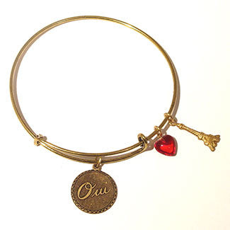 Oui! Medallion with Eiffel Tower Charm and Red Heart Bead Bracelet