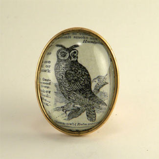 Wise Old Owl Vintage Engraving Brooch
