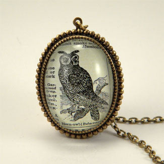 Wise Old Owl Vintage Engraving Deluxe Pendant Necklaces