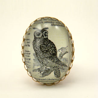 Wise Old Owl Vintage Engraving Cocktail Ring