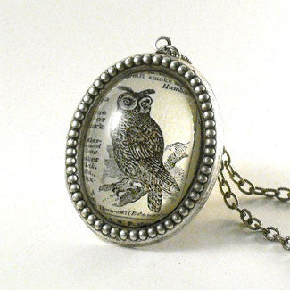 Wise Old Owl Vintage Engraving Deluxe Pendant Necklaces