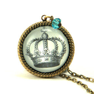 Poor Little Rich Girl Royal Crown Engraving Necklace