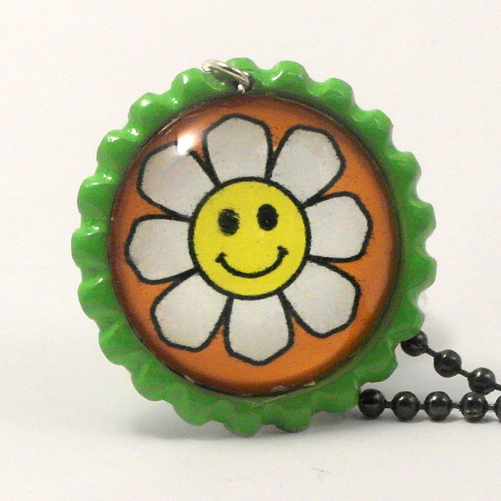 Smiley Flower- Bottle Cap necklace