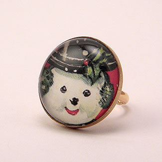 Big Snowman Winter Holiday Jewelry Cocktail Ring