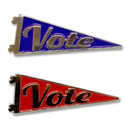 Vote Enamel Pennant Pin Blue or Red